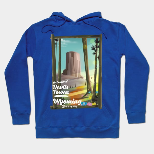 Devils Tower Wyoming travel poster Hoodie by nickemporium1